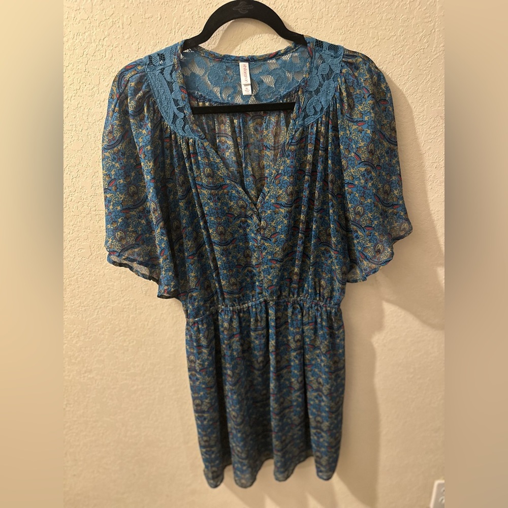 Sheer Xhilaration Boho Skater Floral Dress - Size XL